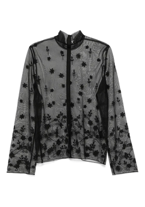 TOTEME floral-embroidered shirt - Black