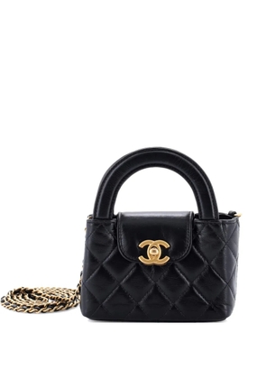 CHANEL Pre-Owned Kelly Top Handle Shopping Bag Quilted Shiny Aged Calfskin Nano crossbody bag - Black