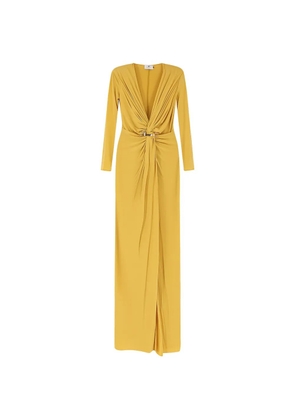 Elisabetta Franchi twisted long-sleeve maxi dress - Yellow