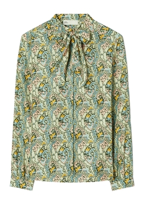 Tory Burch paisley-print bow blouse - Blue