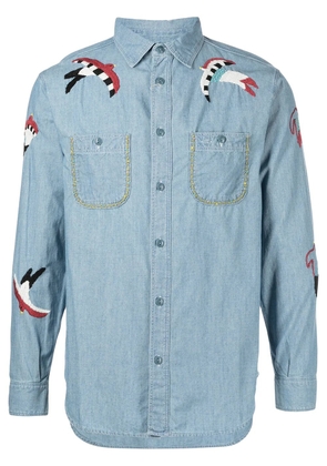 KAPITAL swallow-embroidered work shirt - Blue