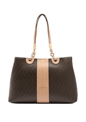 LIU JO medium monogram printed chain tote bag - Brown