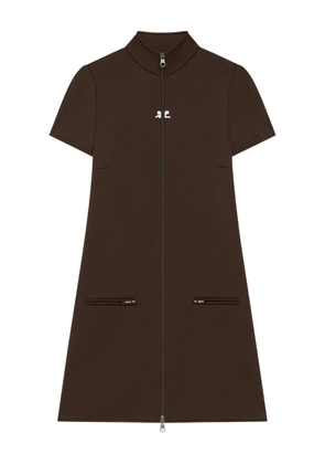 Courrèges zip-up short-sleeve dress - Brown