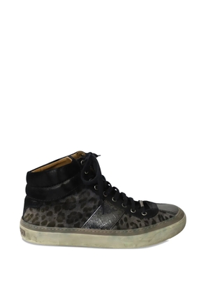 Jimmy Choo Pre-Owned Belgravia leopard-print lace-up sneakers - Black