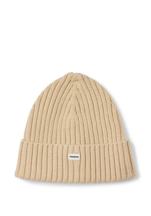 SANDRO ribbed beanie - Neutrals