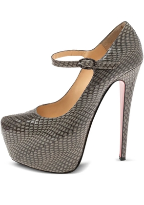 Christian Louboutin Pre-Owned 130mm Lady Daf snakeskin platform Mary-Jane pumps - Grey