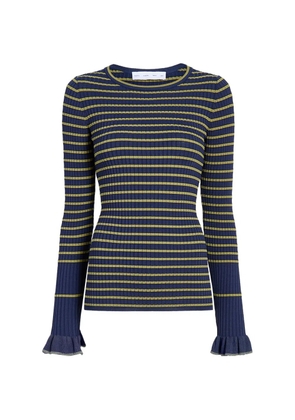 Proenza Schouler White Label Yasmine striped ruffled sweater - Blue