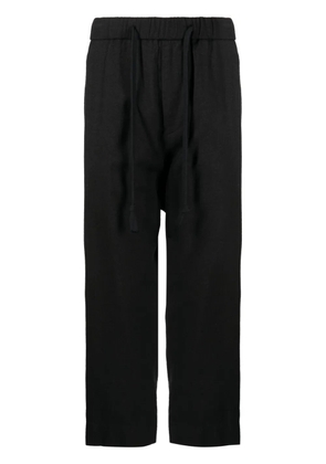 Ziggy Chen drop-crotch drawstring cropped trousers - Black