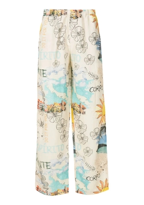 Amir Slama graphic-print elastic-waist trousers - Neutrals