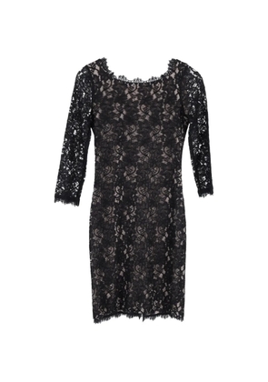 Diane Von Furstenberg Vintage lace-overlay long-sleeve dress - Black