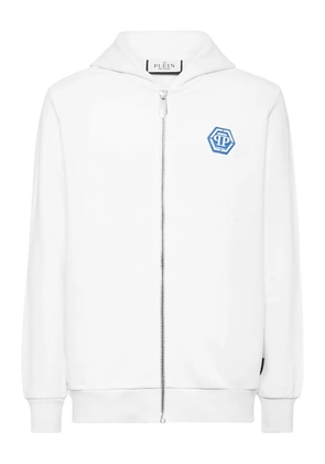 Philipp Plein logo-print zip-up hoodie - White