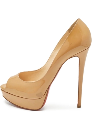 Christian Louboutin Pre-Owned patent leather open toe pumps - Neutrals