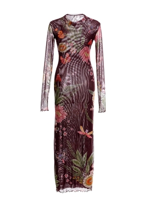 Agua By Agua Bendita floral-print mesh maxi dress - Brown