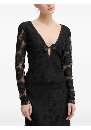 Résumé lace-sleeves V-neck top - Black
