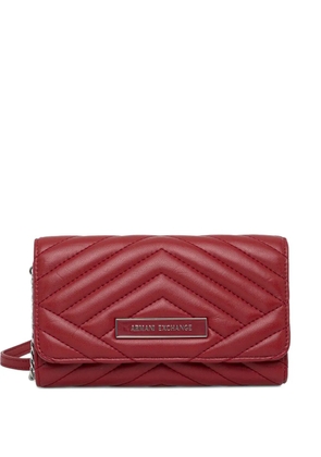 Armani Exchange logo-plaque quilted clutch bag - Red