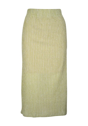 Vince checked smocked midi skirt - Green
