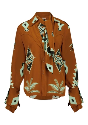 Johanna Ortiz geometric-print V-neck shirt - Brown