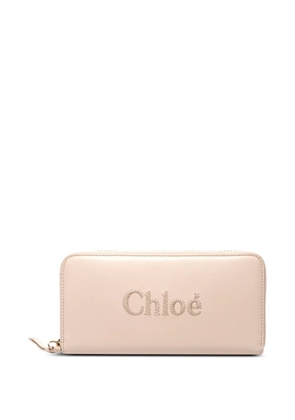 Chloé Pre-Owned 2015-2025 logo-embroidery leather wallet - Neutrals