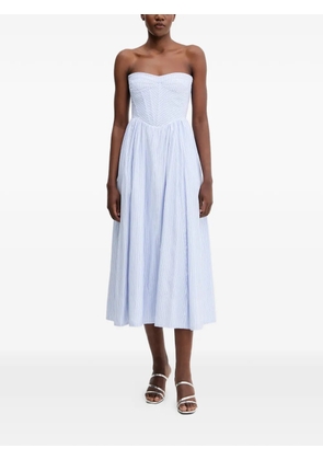 Bardot strapless striped midi dress - Blue