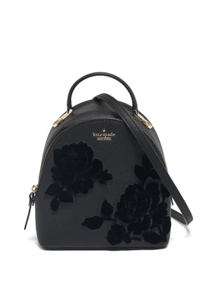 Kate Spade Binx flock rose leather backpack - Black