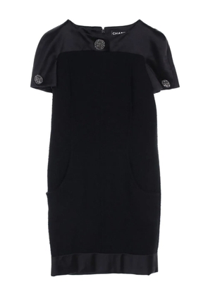 CHANEL Pre-Owned 1986-1988 tweed short sleeve dress - Black