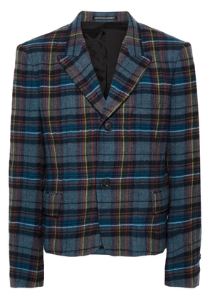 Yohji Yamamoto tartan wool blazer - Blue