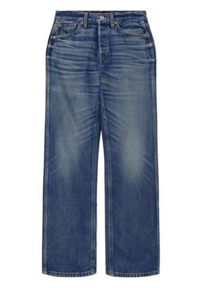 RE/DONE whiskered high-rise straight jeans - Blue