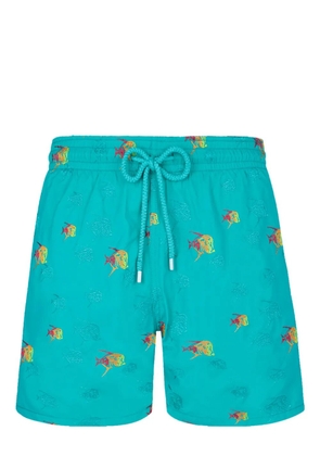 Vilebrequin Mistral Piranhas-embroidered swim shorts - Green