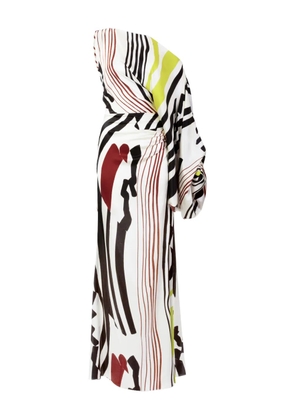 Silvia Tcherassi Dotty one-shoulder striped dress - White