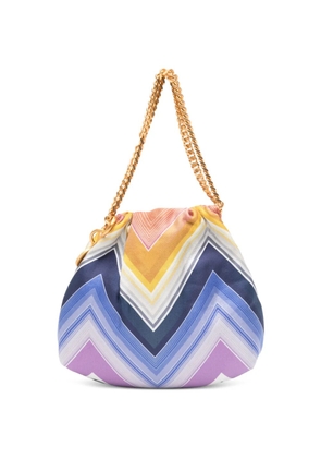 Missoni wave silk drawstring chain tote bag - Blue