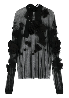 Viktor & Rolf floral-embroidery long-sleeve blouse - Black