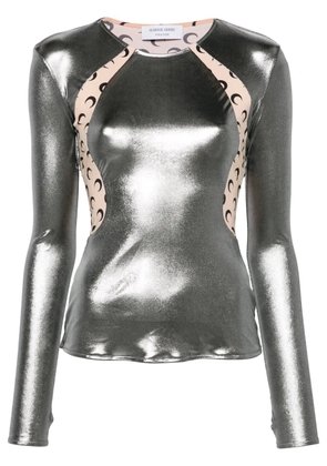 Marine Serre Crescent Moon-print panneled T-shirt - Silver