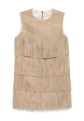 Michael Kors suede tiered mini dress - Neutrals
