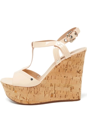 Casadei Vintage patent t-bar wedge sandals - Pink