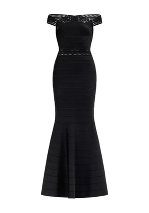 Hervé Léger Octavia off-the-shoulder cut-out gown - Black