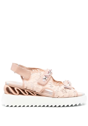 Le Silla gem-embellished laced sandals - Pink
