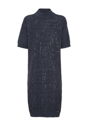 Brunello Cucinelli croc-motif sequin dress - Blue