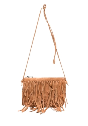 SOMMET small fringe-detail leather crossbody bag - Brown