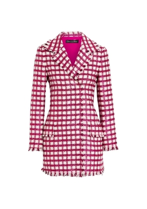 Oscar de la Renta checked tweed mini dress - Pink