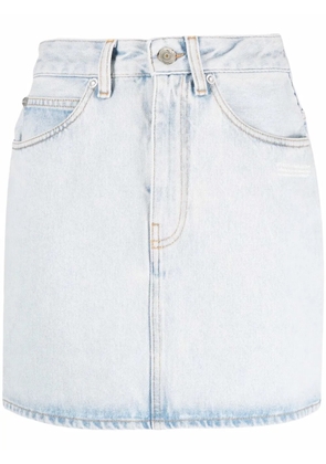 Off-White logo-print denim skirt - Blue