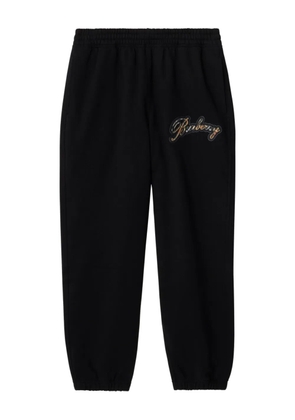 Burberry check-logo cotton track pants - Black