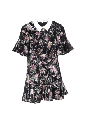 Self-Portrait floral sequined mini dress - Black
