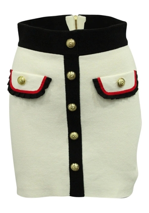 Maje knitted ruffle-trimmed skirt - White