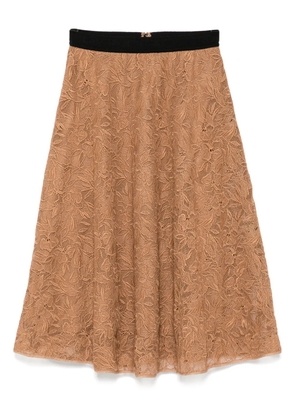 Karl Lagerfeld orchid-embroidered skirt - Brown