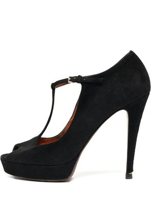 Gucci Pre-Owned 135mm suede T-strap platform pumps - Black