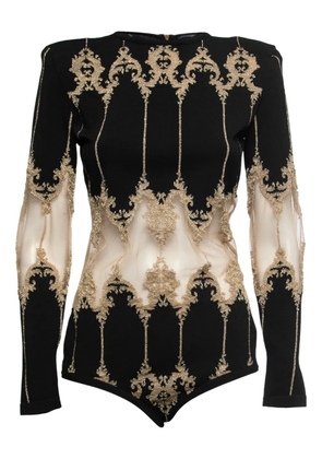 Balmain Pre-Owned embroidered bodysuit - Black