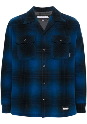 Neighborhood checked felted buttoned shirt - Blue