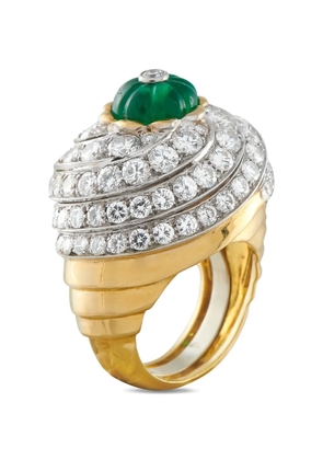 David Webb diamond emerald ring - Gold