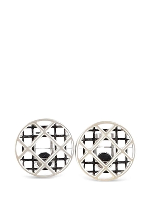 Christian Dior Pre-Owned grid clip-on earrings - Silver