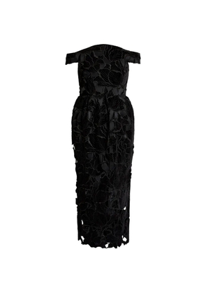 ERDEM off-shoulder floral midi dress - Black